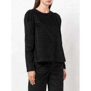 NWT Ulla Johnson Finn Top Round Neck Corduroy Sweater‎ In Black Size 4